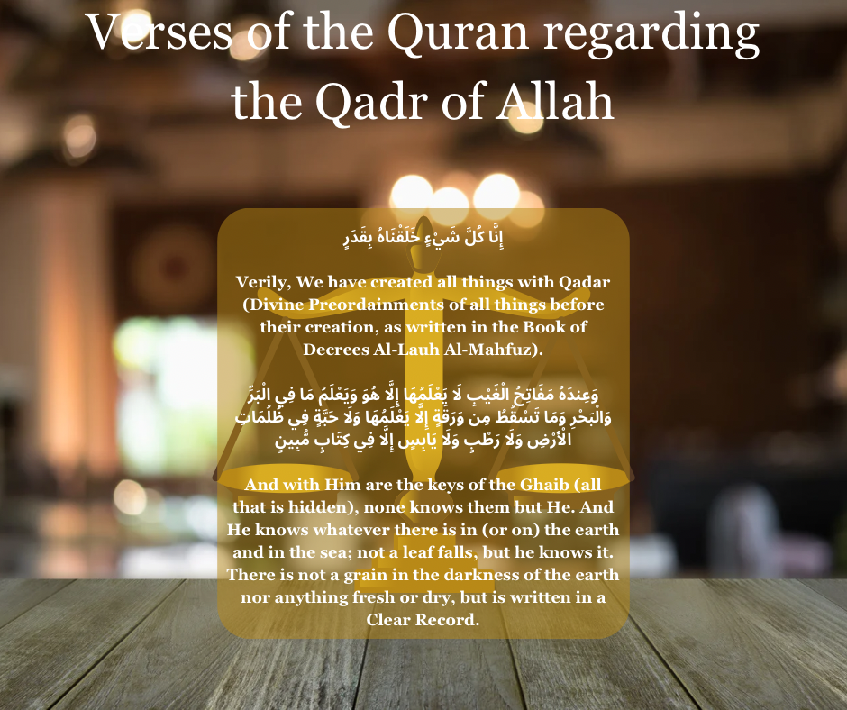 What We Believe As Muslims – The Qadr (Decree of Allah, the Good of it and the Bad of it)